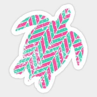 Preppy Pink and Teal Green Distressed Seaturtle Sea Turtle Gifts Sticker